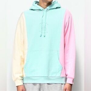 Teddy Fresh Hoodie Sweatshirt Mens M Pastel Bright Colorful Color Block Logo 90s